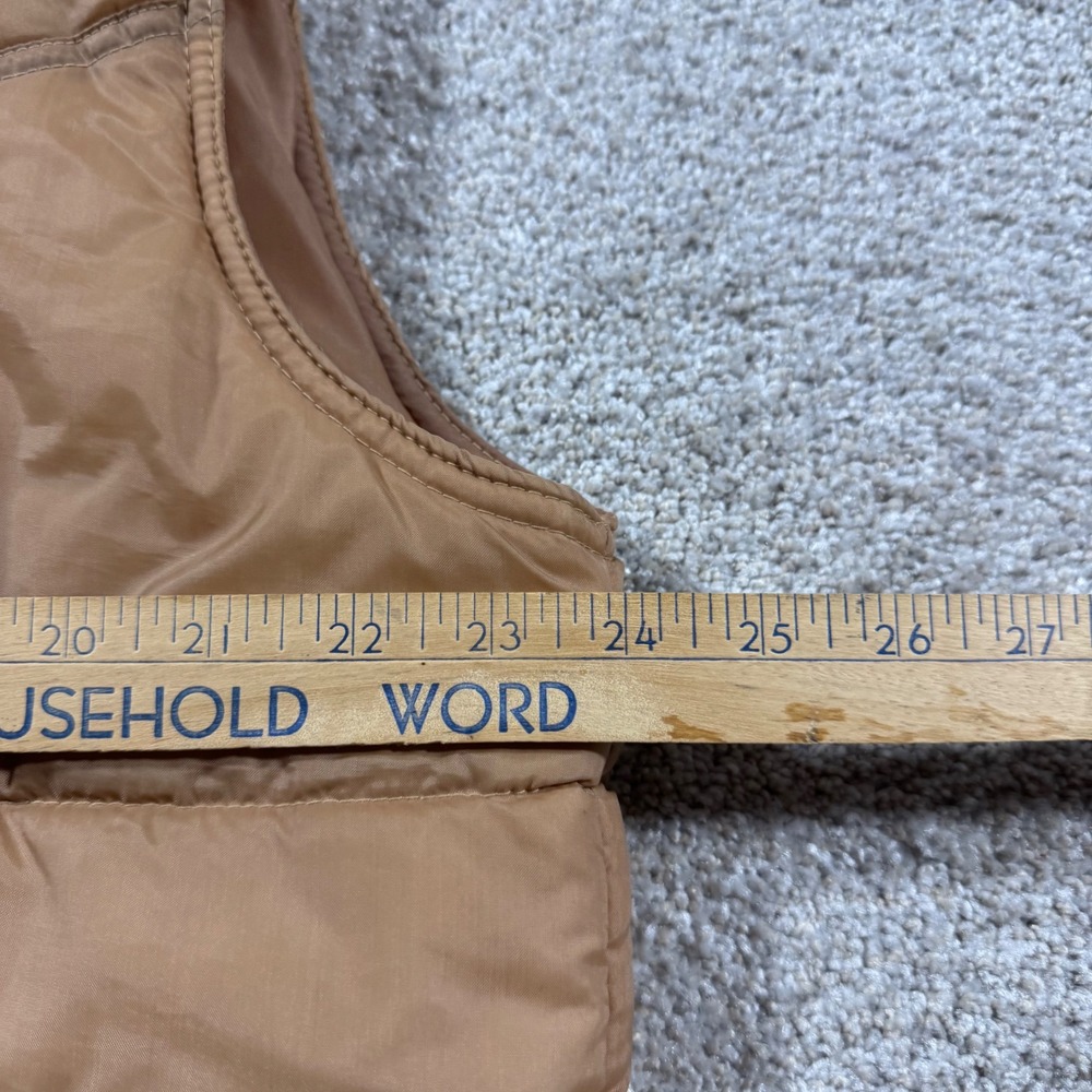 Vintage Wrangler Mens Puffer Vest Tan Brown Western Quilted Snap Front Large - Picture 7 of 9